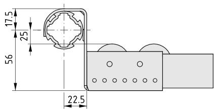 Roller Conveyor 60 Fastening Bracket D30 with Stop H43 - 0.0.674.03