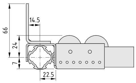 Roller Conveyor 60 Fastening Bracket D30 with Forward Stop H43 - 0.0.681.84