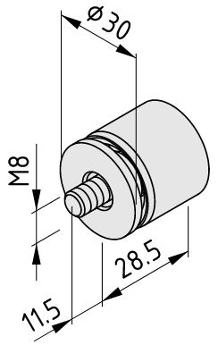 Double Pivot Bearing Unit D30-28.5 M8 - 0.0.681.92